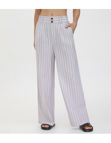 Linen Striped Wide Leg Pant Paris Déstockage Promo