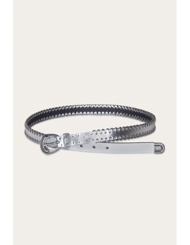 20mm Belt With 3 Pc Buckle Set & Leather Laced Edge Jusqu'à 80% De Réduction